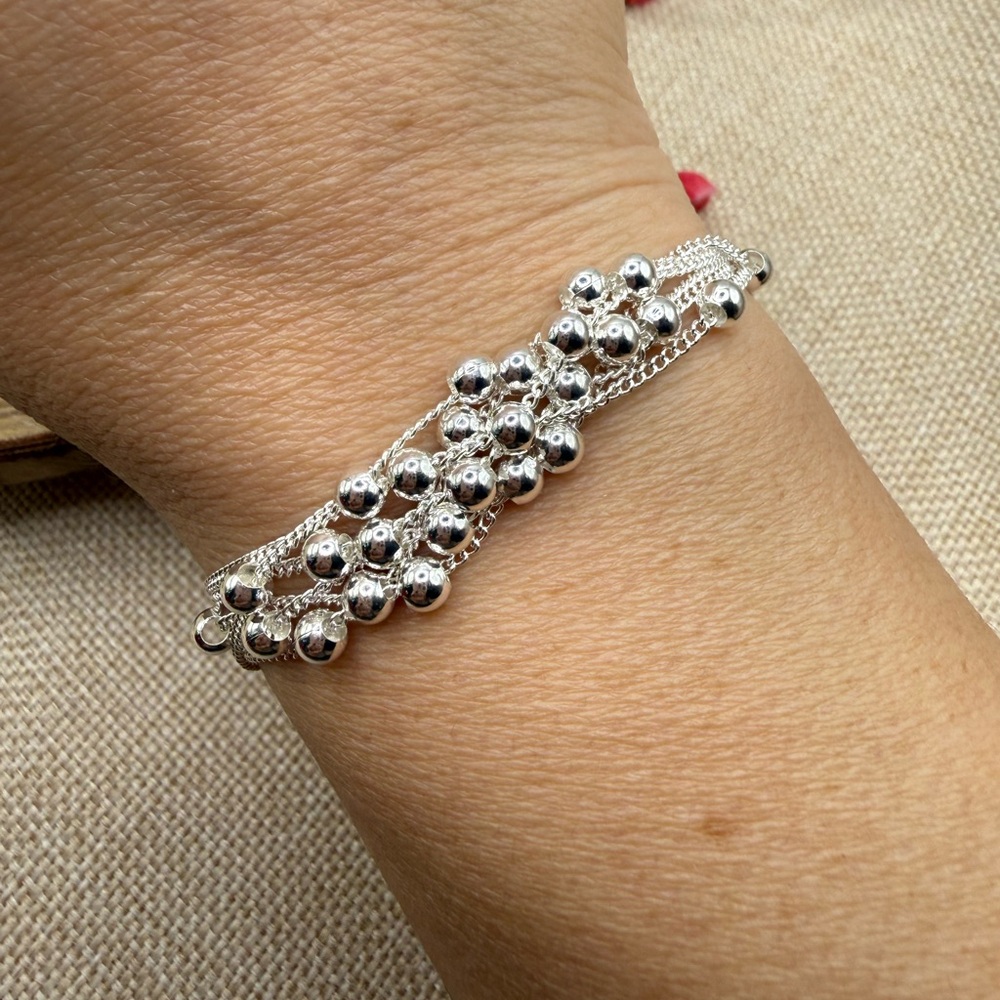 925 Elegant Silver Beaded Bracelet